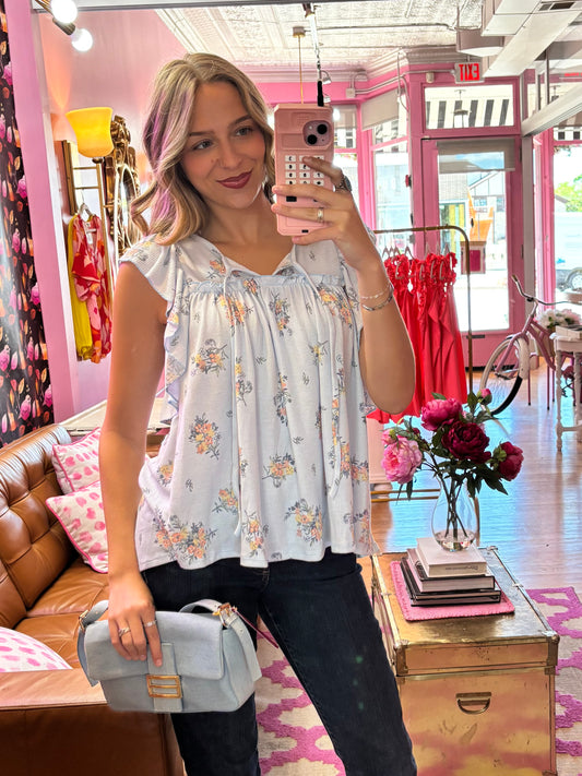 Baby Blue Floral Top (LG)