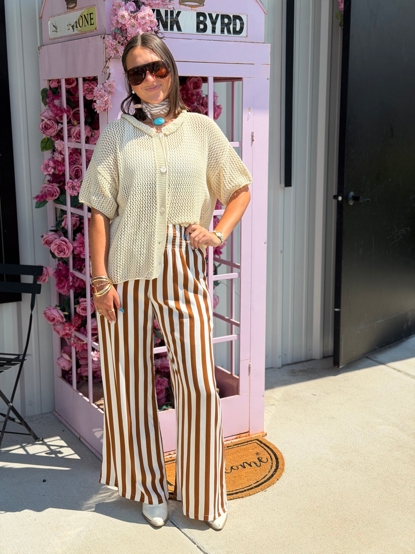 Mocha Strip High Wasted Pants