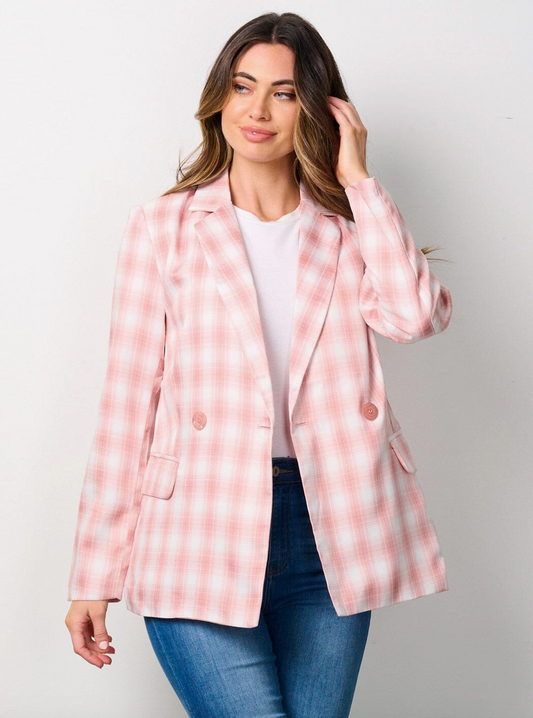 Blush Plaid Blazer