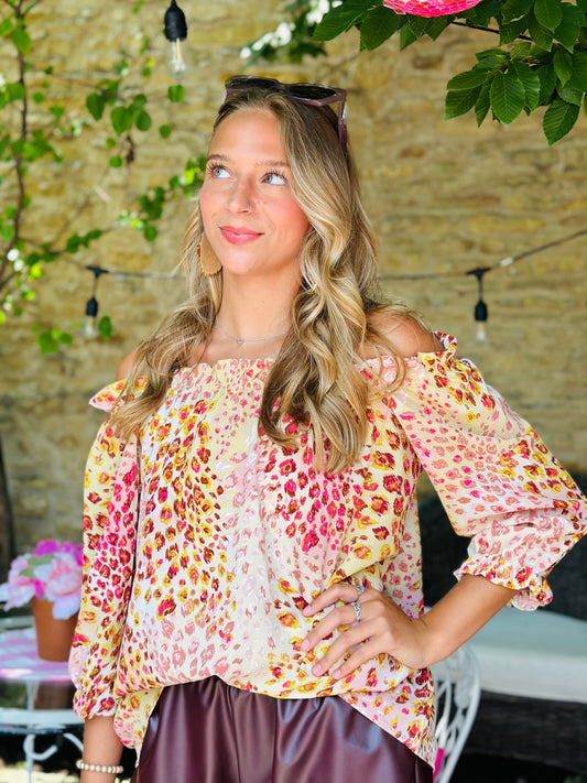 Off Shoulder Leopard Top
