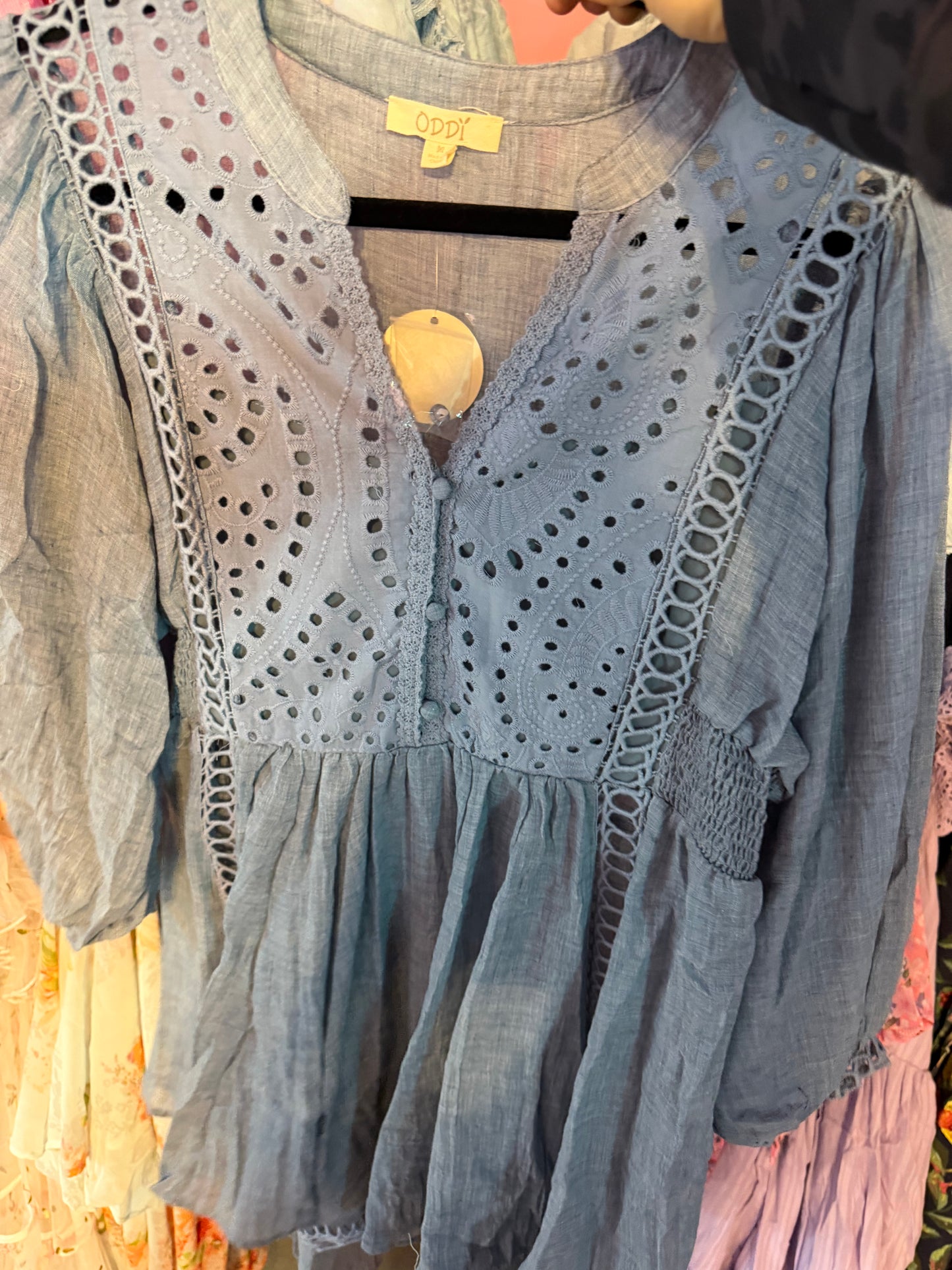 Dusty Blue Scallop Dress (LG)