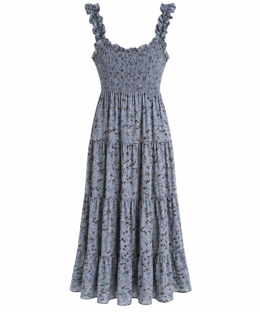 Blue Ruffle Floral Maxi LG