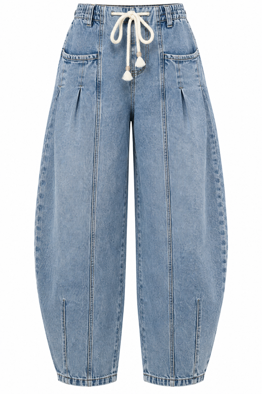 Denim Color Barrel Jeans