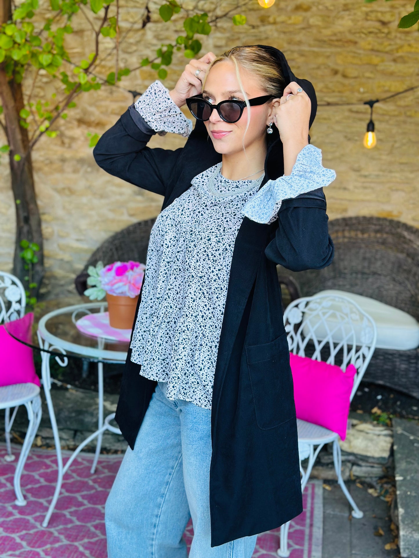 Black Hooded Blazer