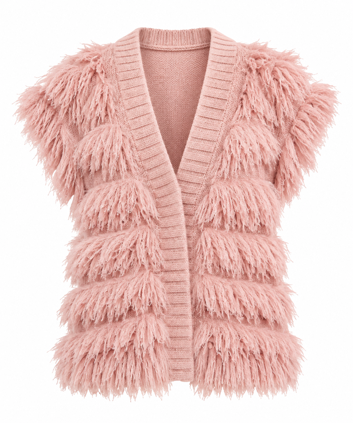 Pink Fringe Sweater Vest