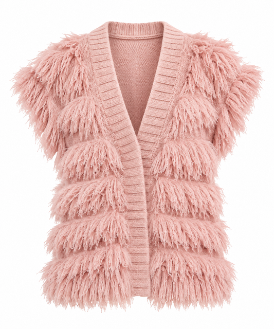 Pink Fringe Sweater Vest