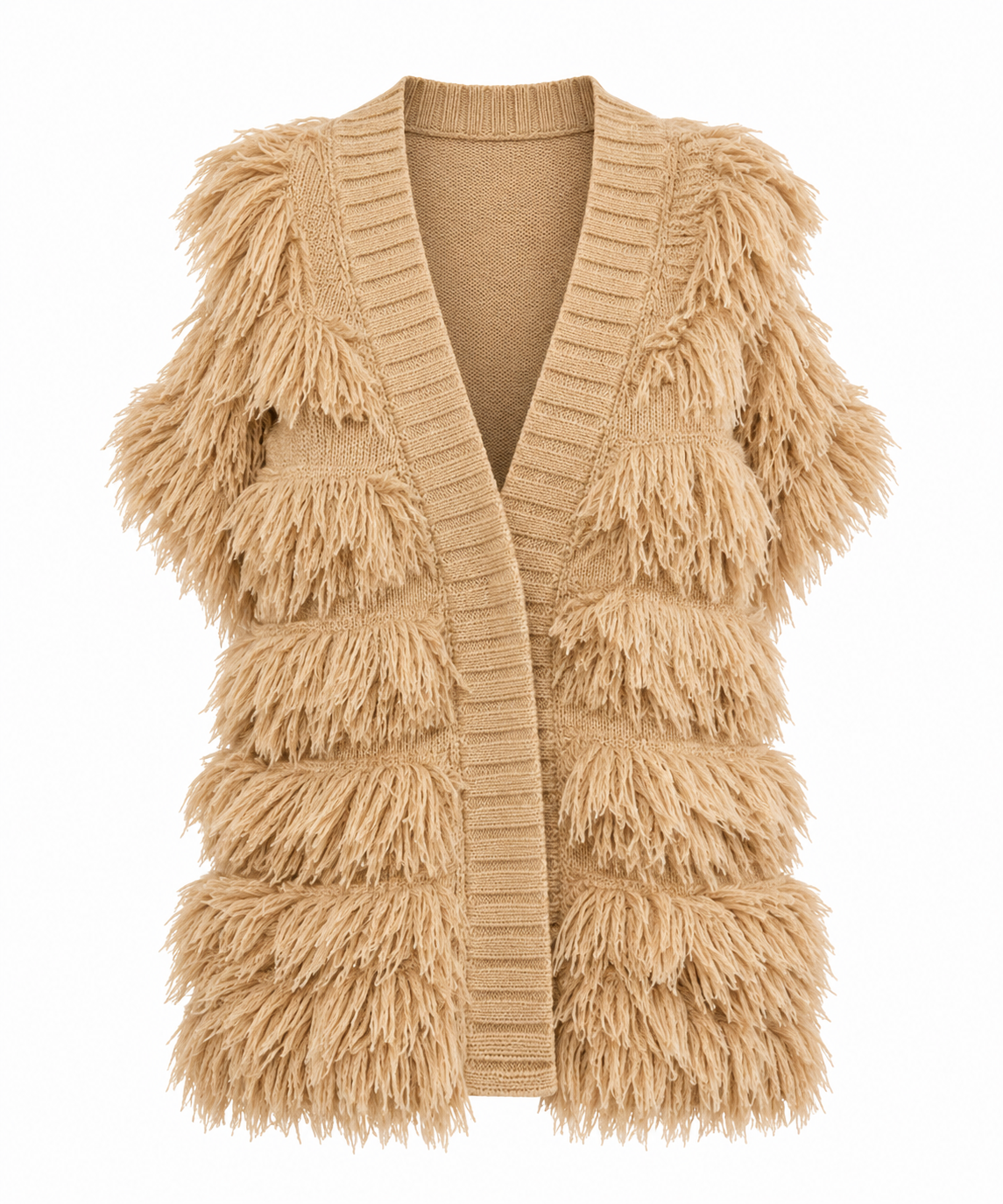 Taupe Fringe Sweater Vest
