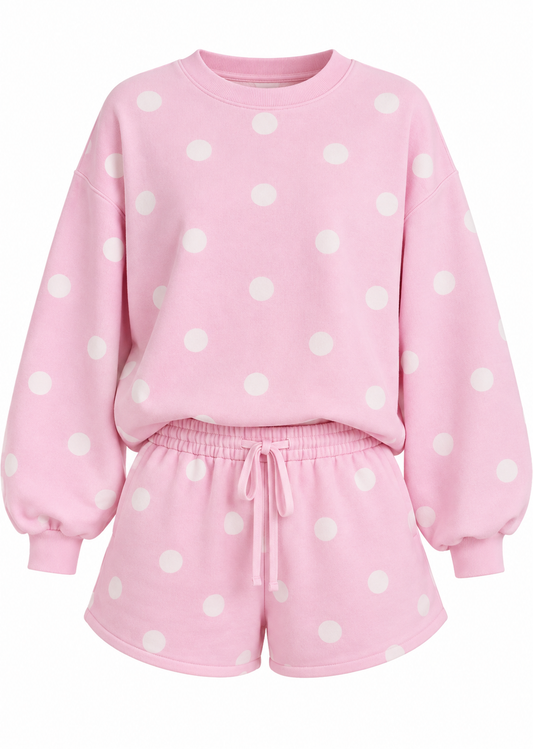 Pink Polka Dot Fleece Set