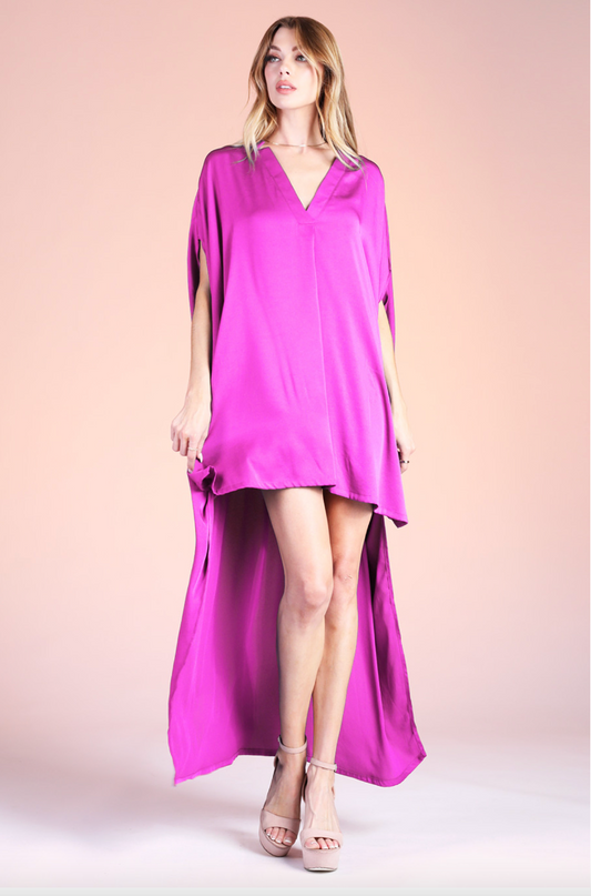 Fuchsia V Neck Dress