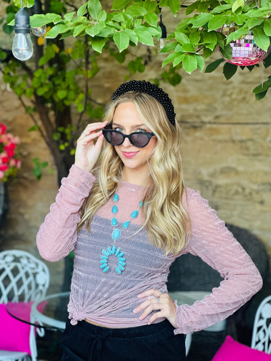 Mauve Sheer Shimmer Top
