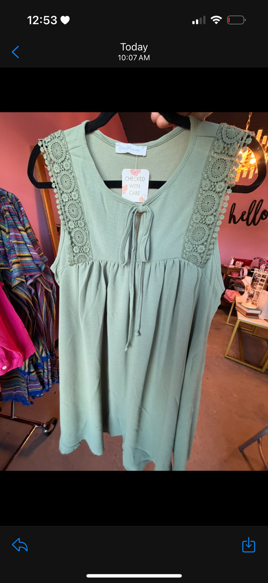 Olive Front Tie Dress (LG)