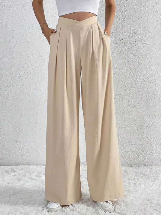 Pleated Beige Pants