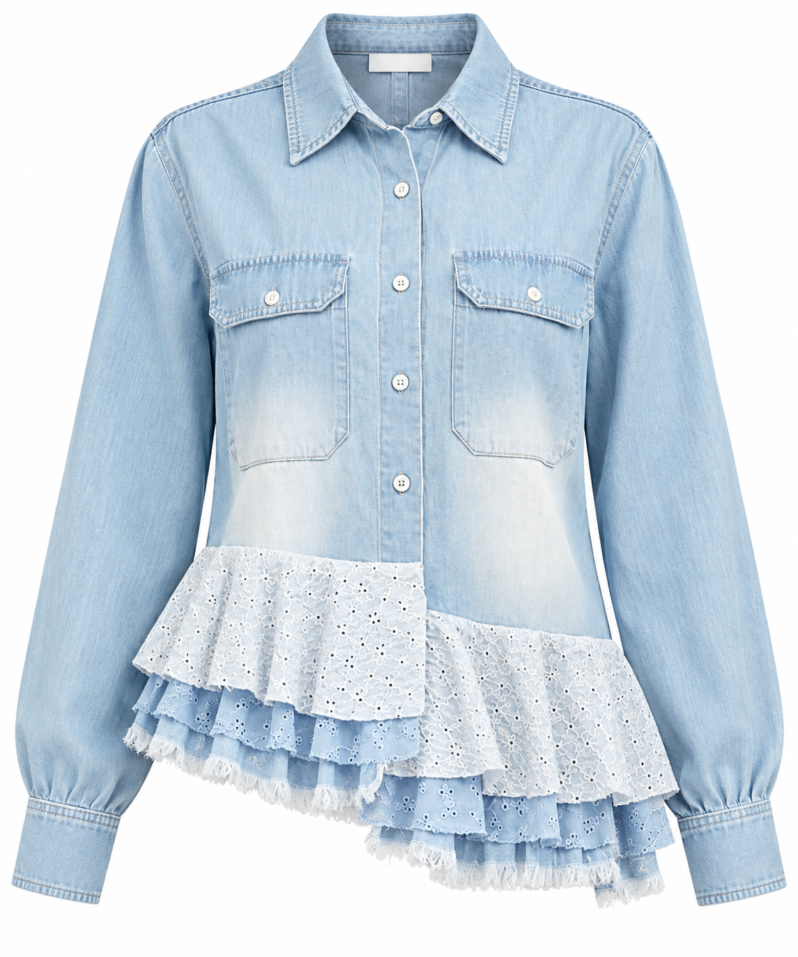 Ruffle Denim Top