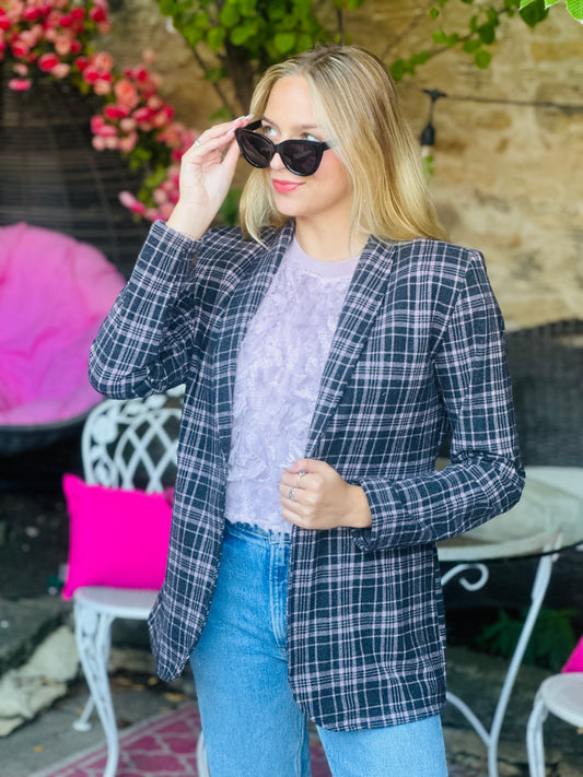 Mauve Plaid Blazer
