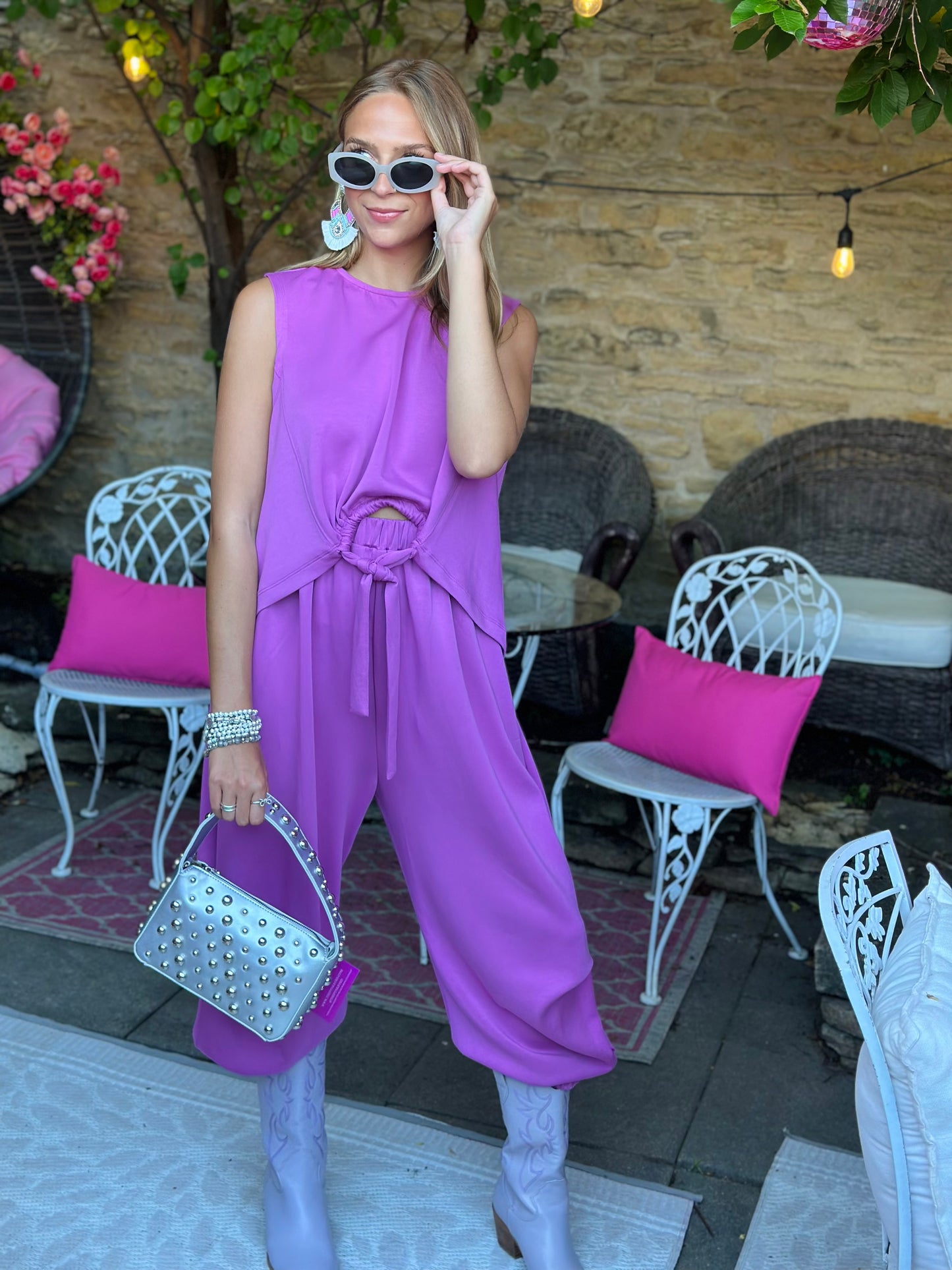 Orchid Tie Waistband Pants Set