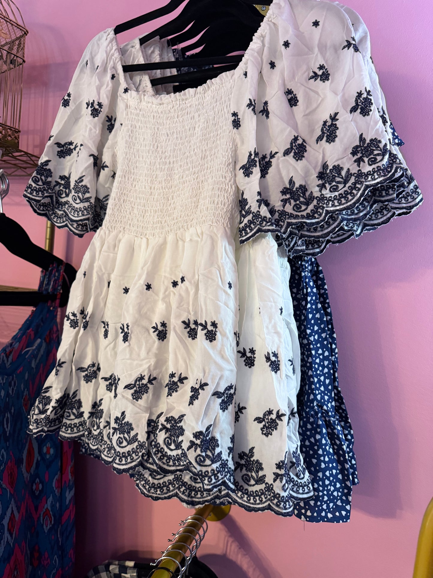 Navy + White Scalloped Top (LG)