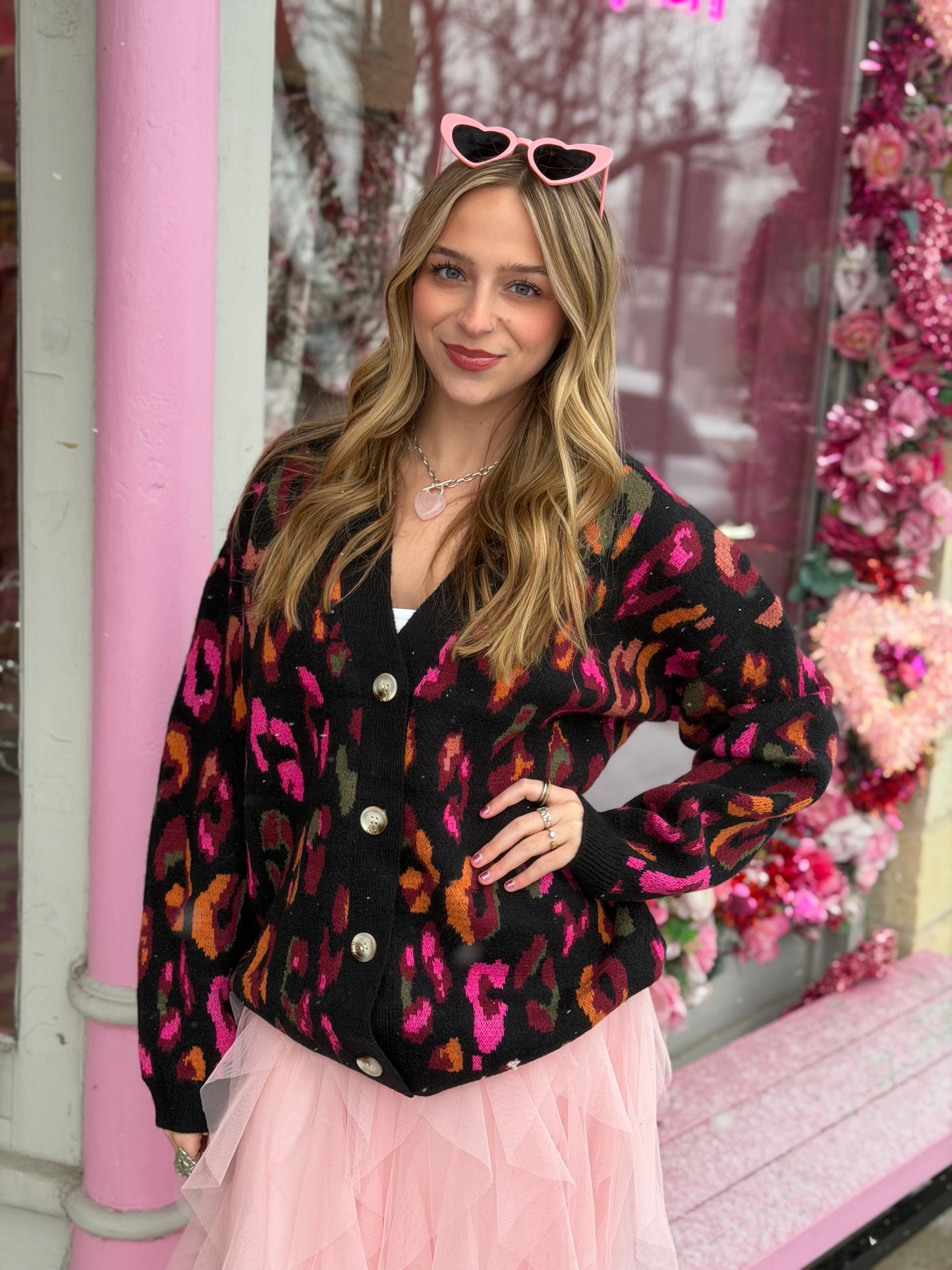 Black Multi Leopard Cardi