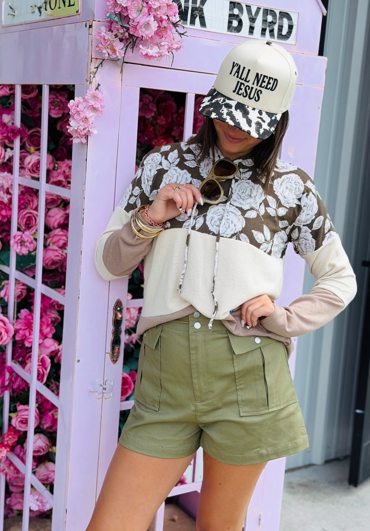 Floral Tri Hoodie LG
