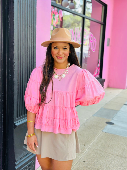 Coral Babydoll Blouse