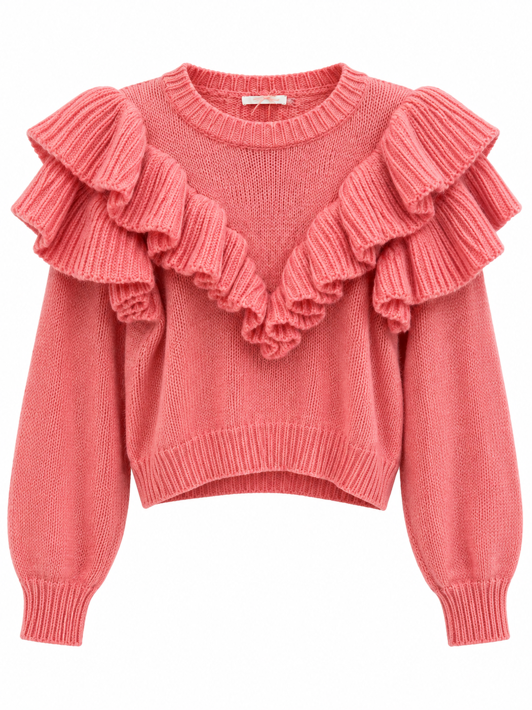 Peach Pink Ruffle Sweater