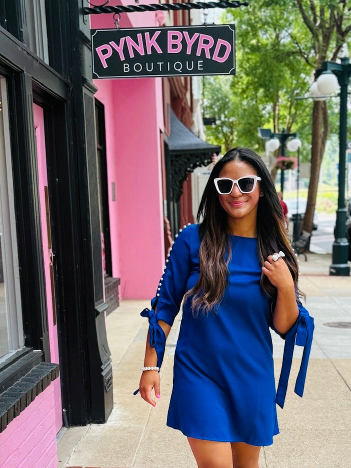 Royal Blue Pearl Sleeve Dress