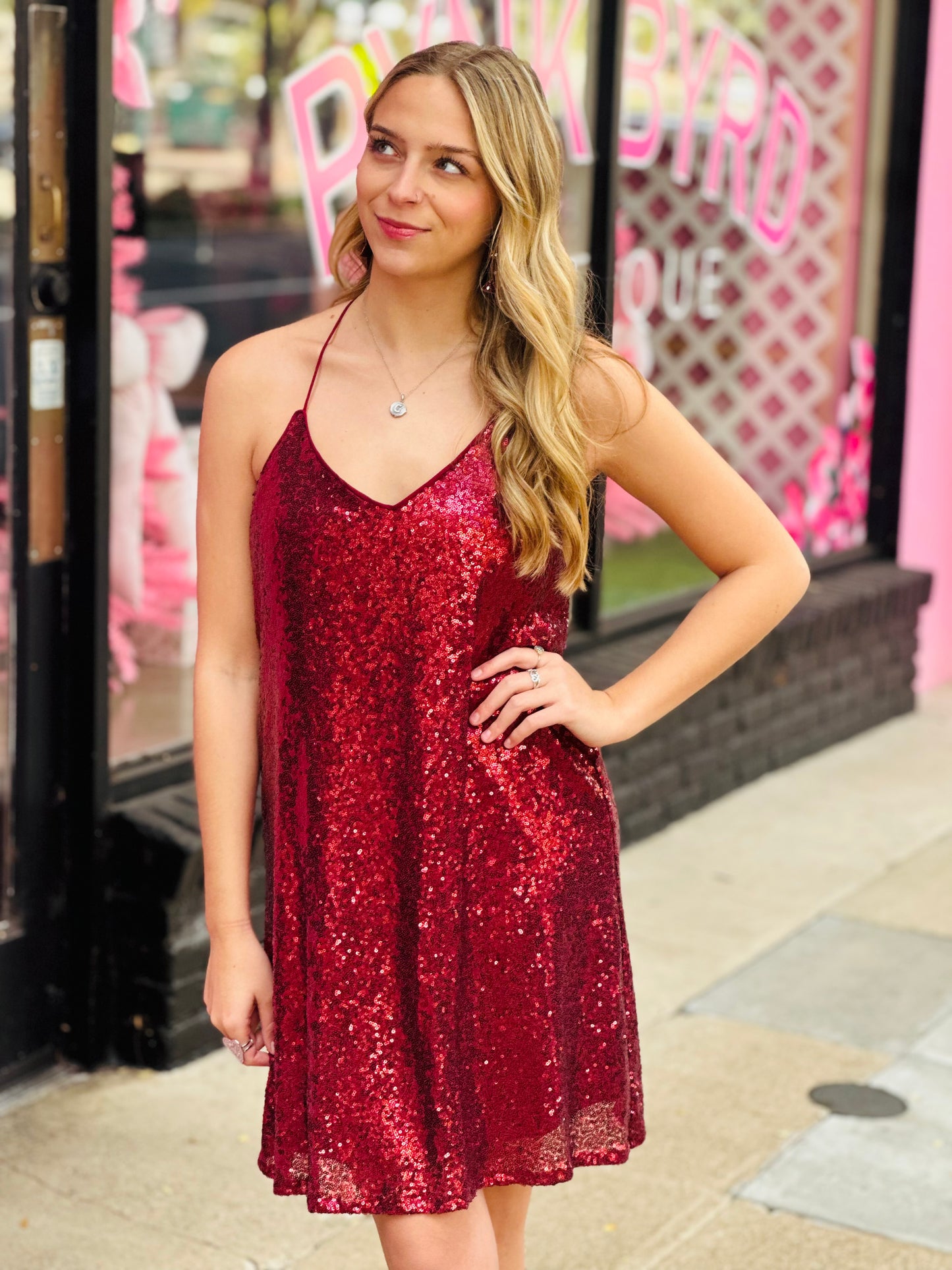 Red Sequin Mini Dress