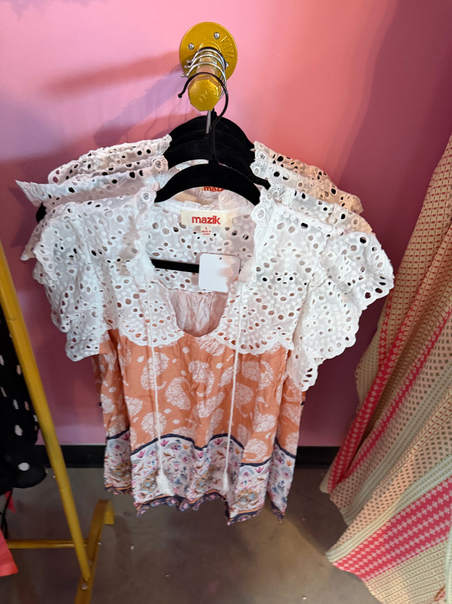 Peace + White Scalloped Top (LG)