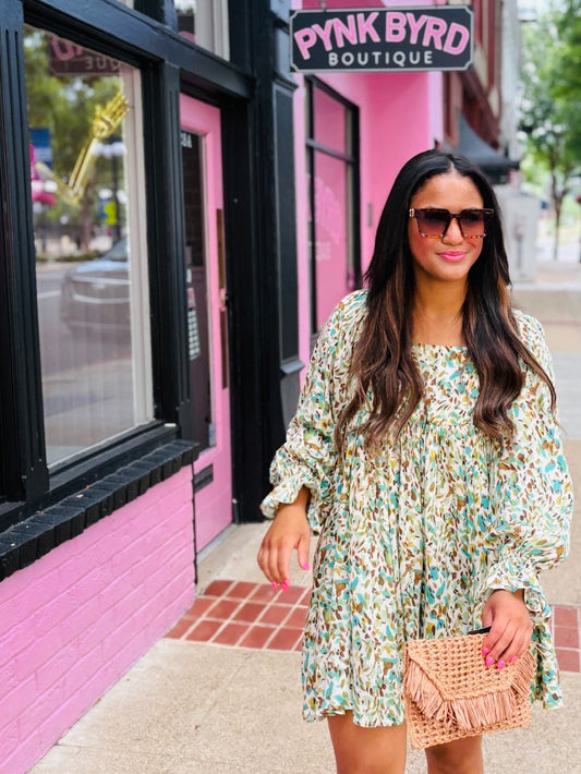 Ellie Green Square Neck Mini Dress