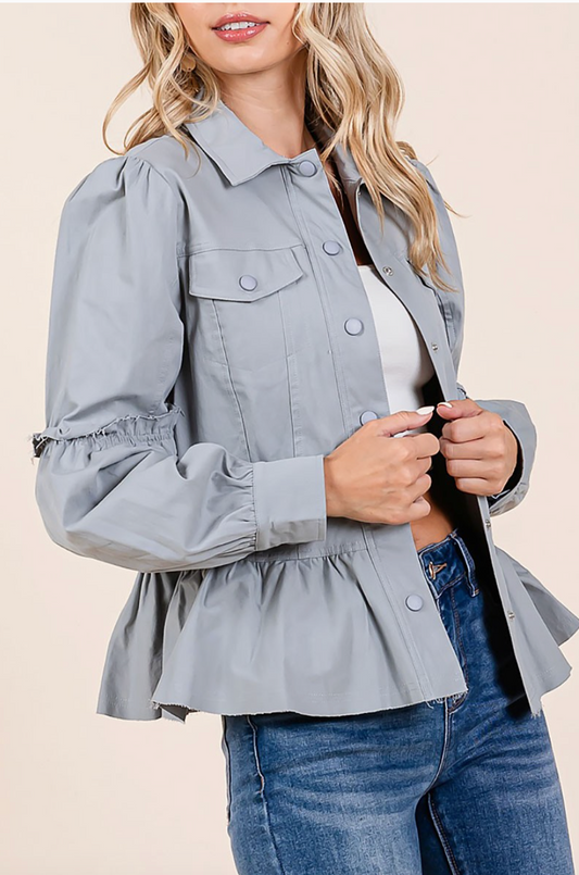 Peplum Puff Sleeve Frill Jacket