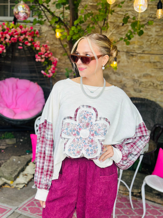 Flower Flannel Top