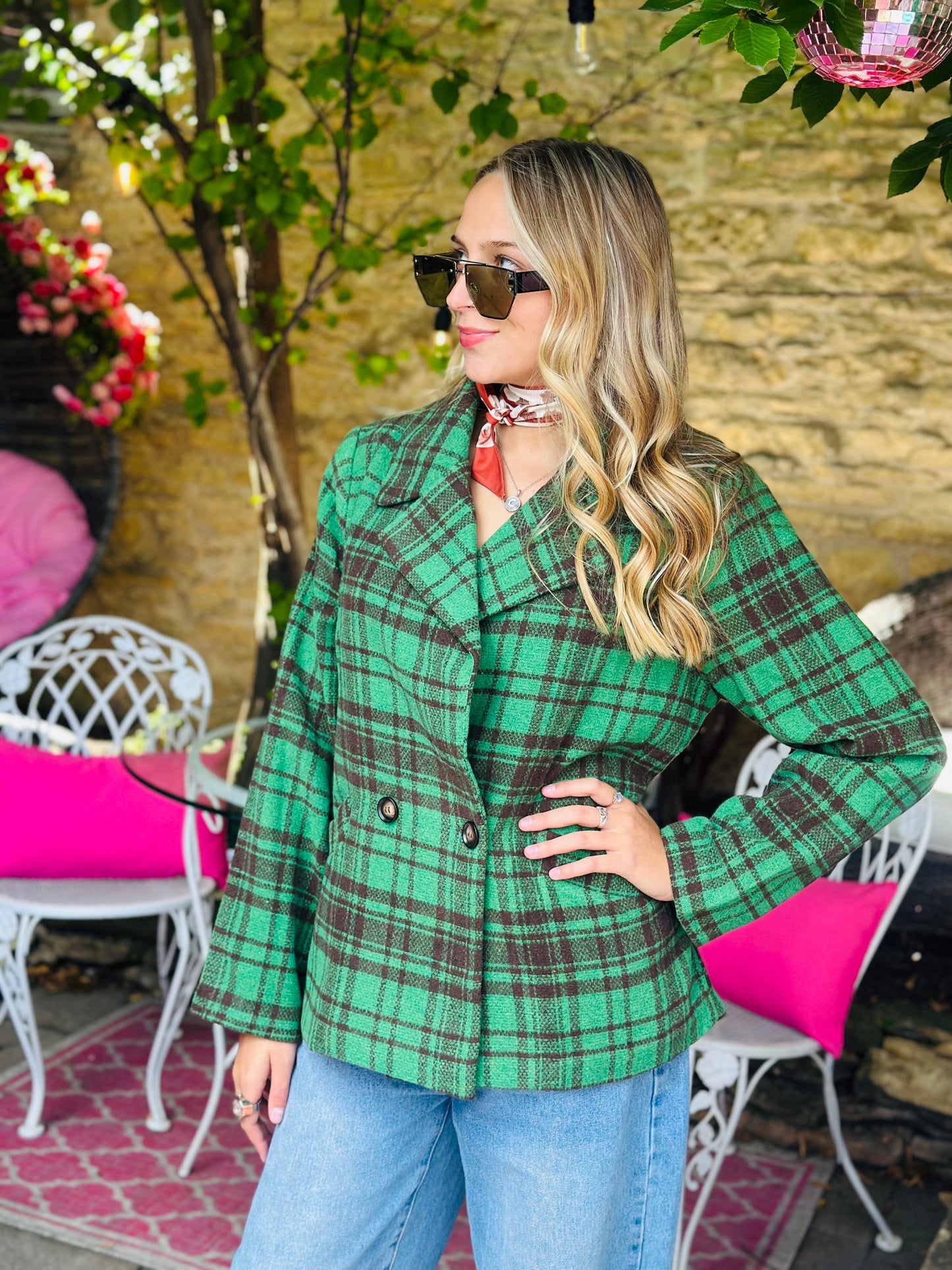 Green Plaid Blazer