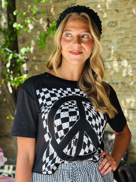 Checkerboard Peace Sign T Shirt
