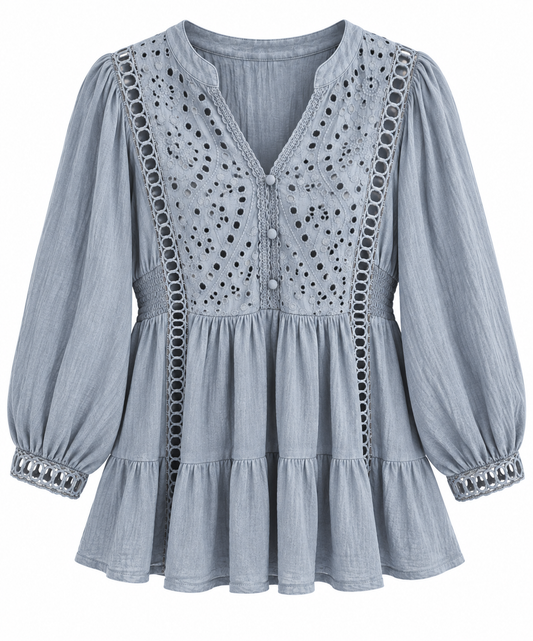 Dusty Blue Scallop Dress (LG)