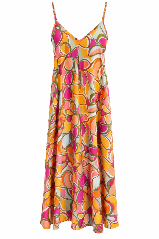 Pink + Orange + Green Flower Dress (LG)
