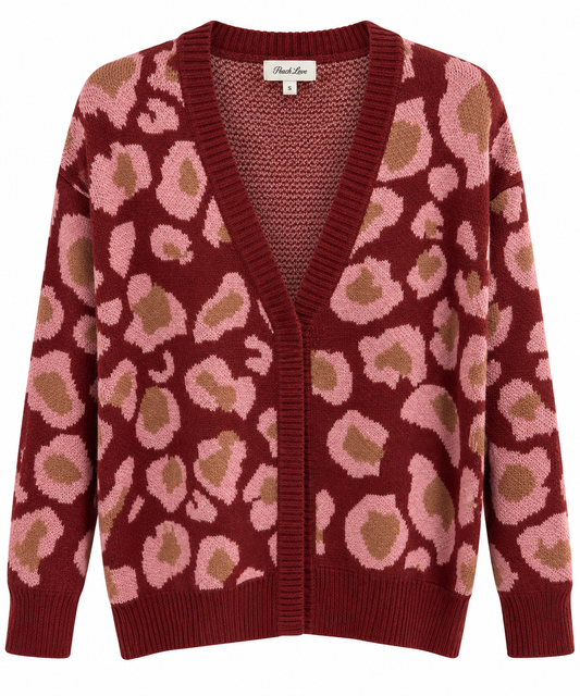 Burgundy Animal Print Cardi