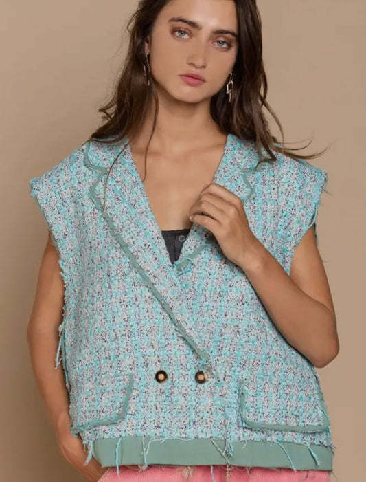 Tweed Turquoise Vest