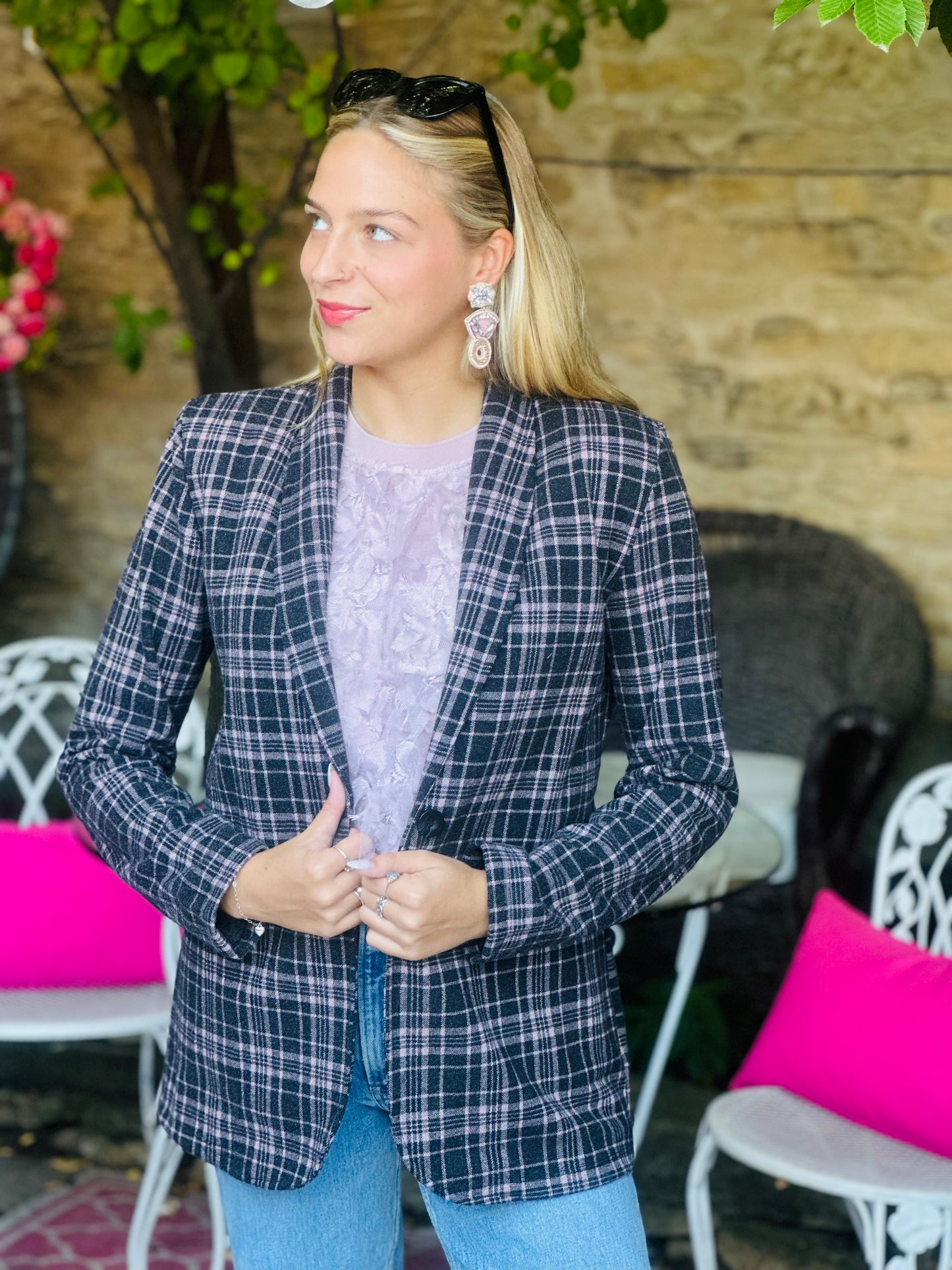 Mauve Plaid Blazer