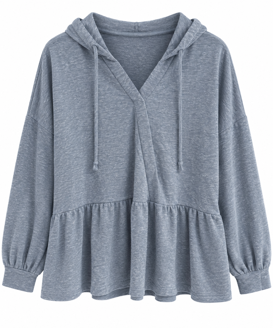 Blue Ruffle Hoodie Top LG