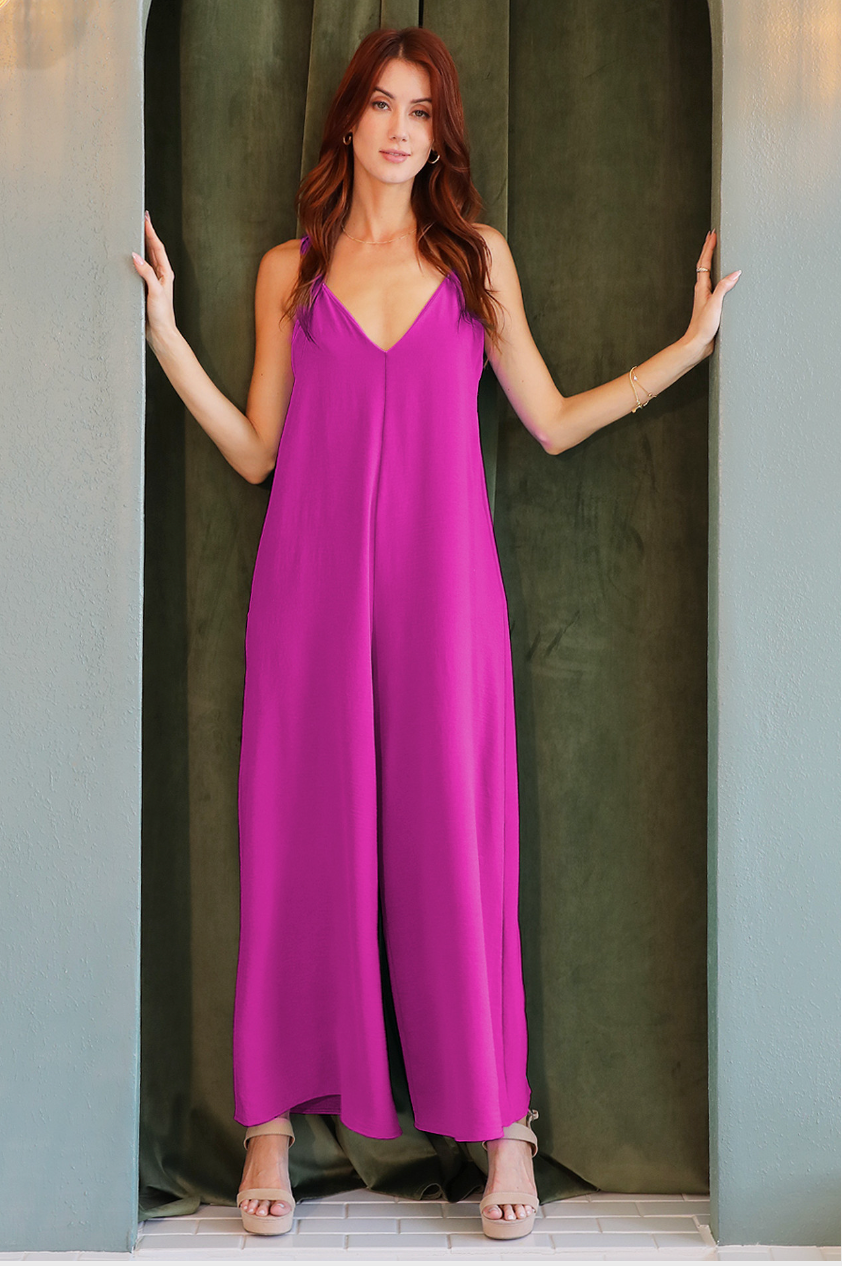 Fuchsia Wide Leg Romper