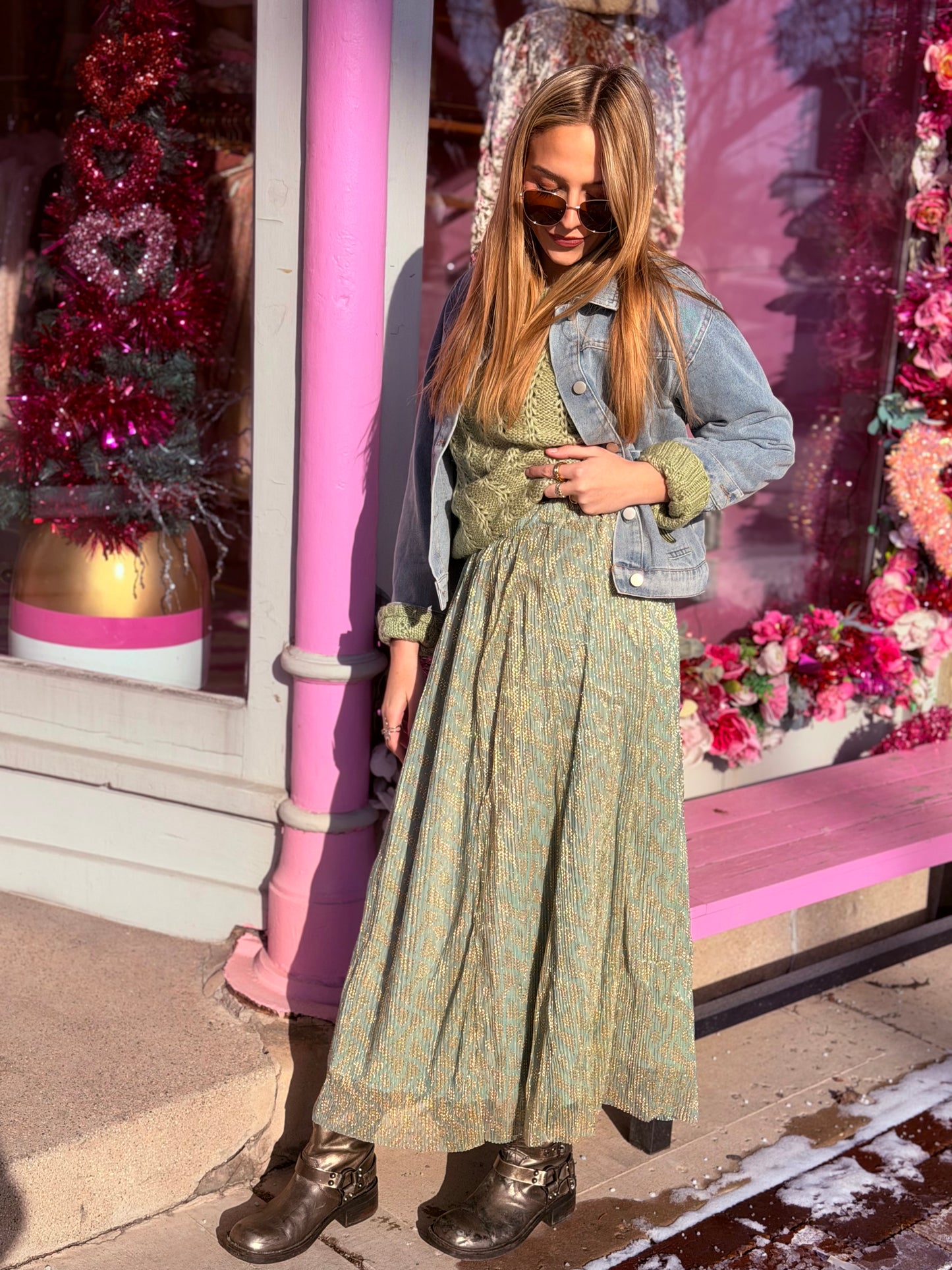 Sage+Gold Shimmer Skirt