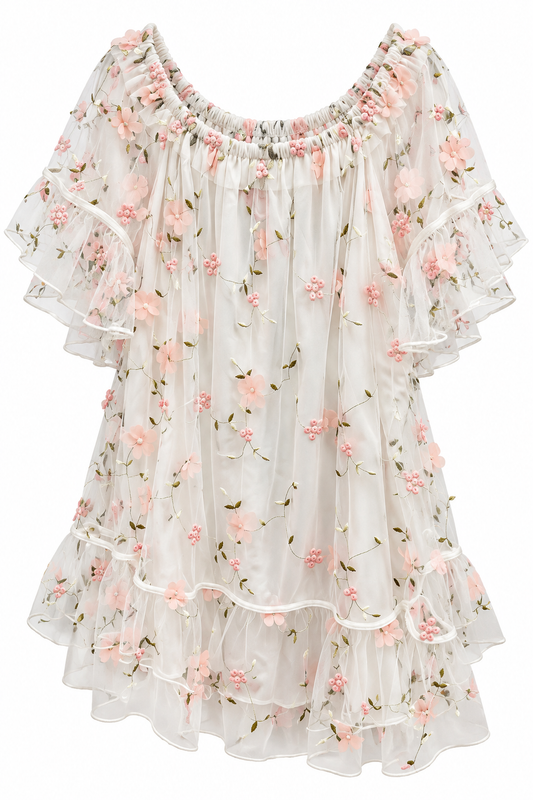 Ivory Floral overlay Dress