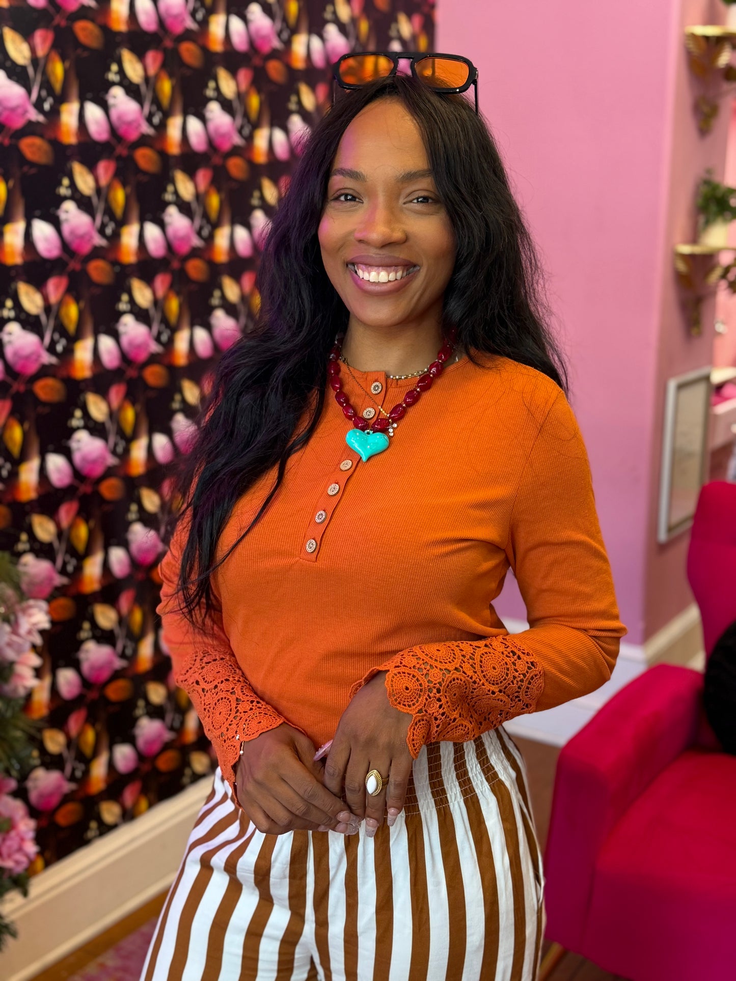 Pumpkin Scallop Sleeve Top LG