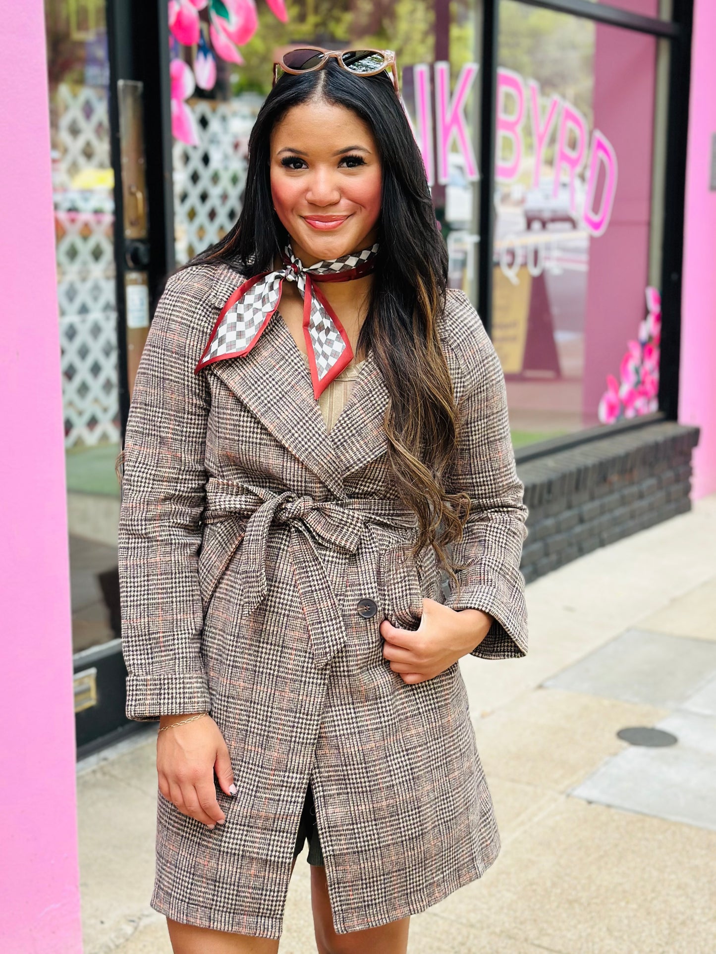 Plaid Wrap Coat Trench
