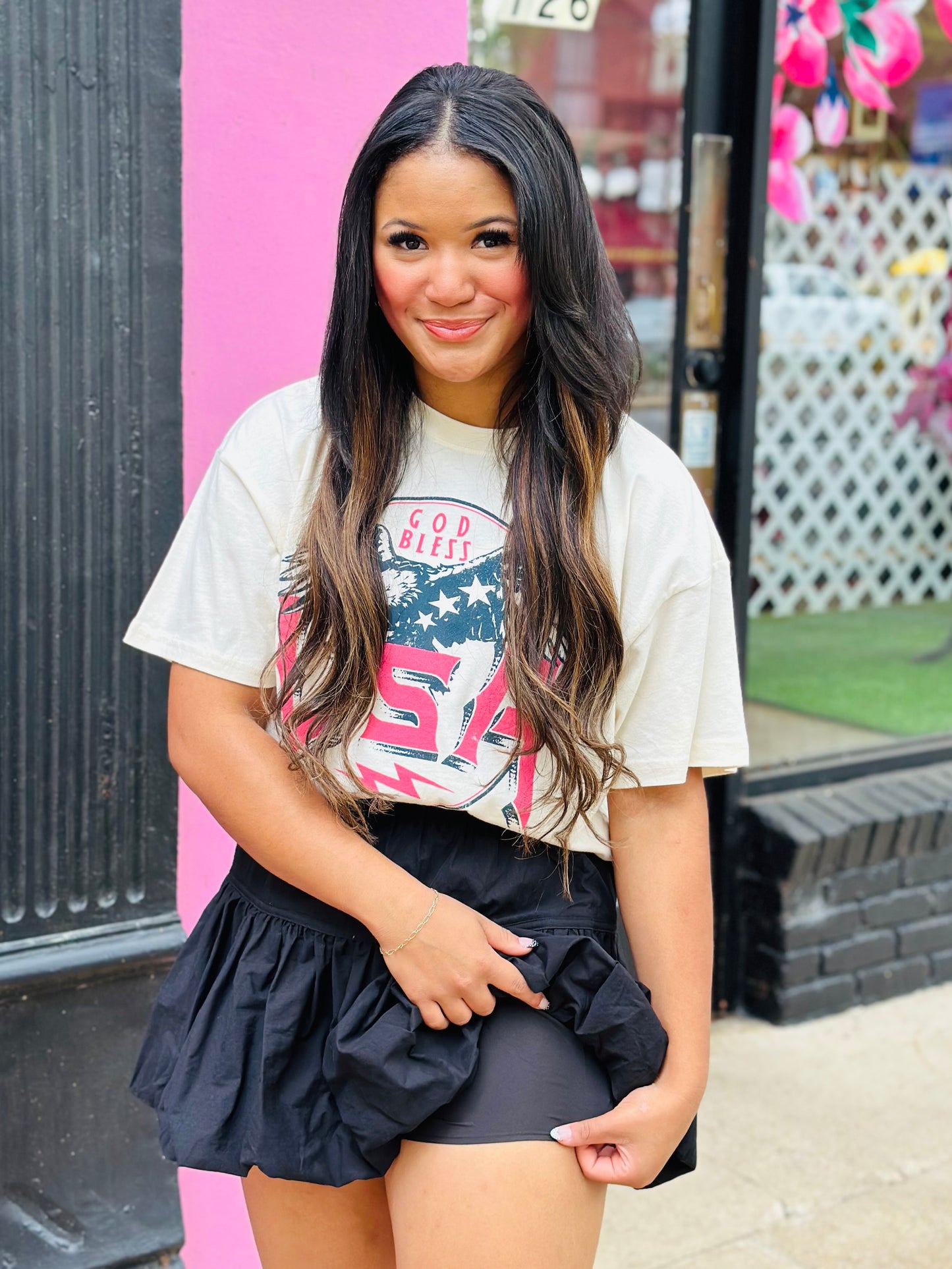 Black Bubble Mini Skort