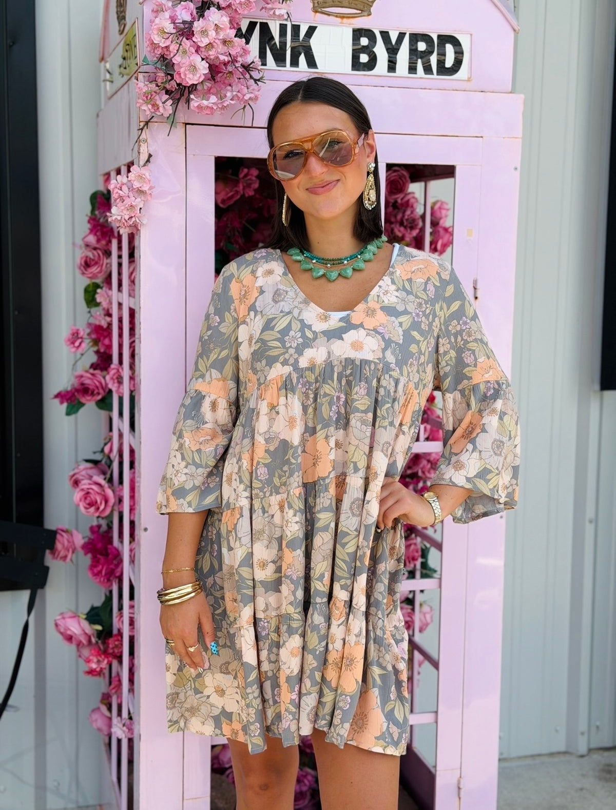 Olive Floral Dress