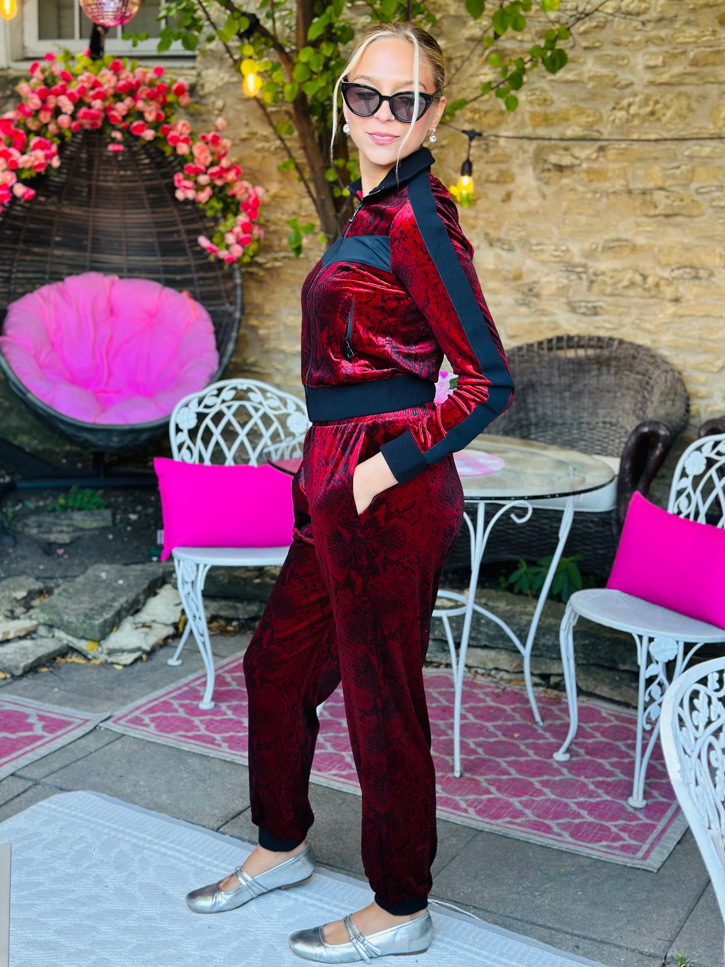 Red Velour Zip Up