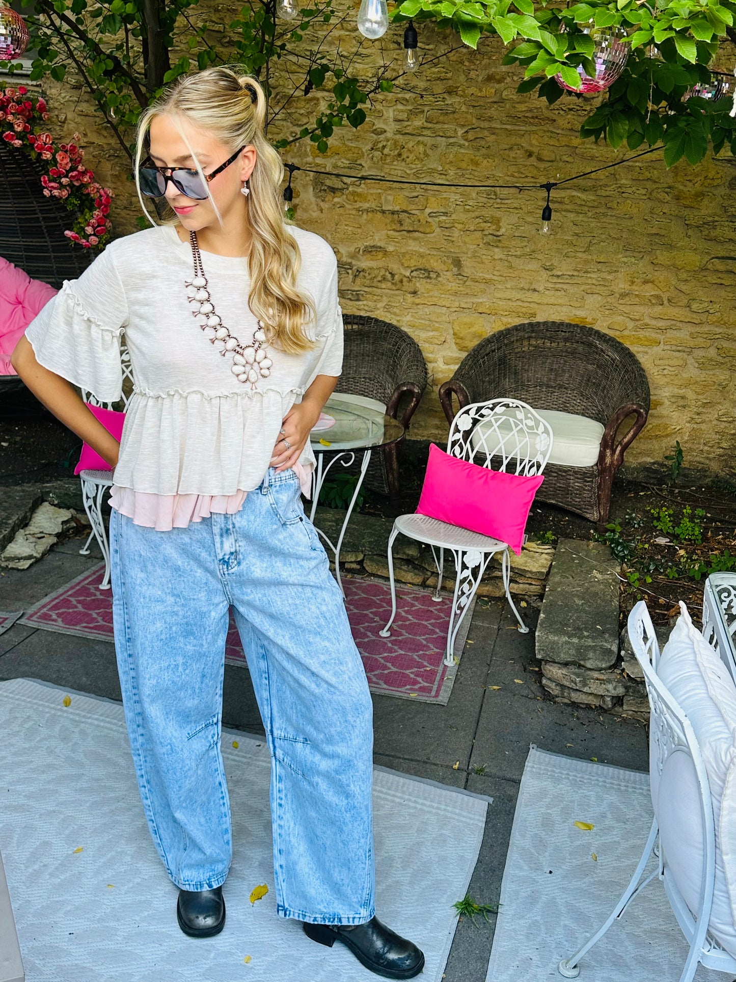 Light Wash Barrel Jeans