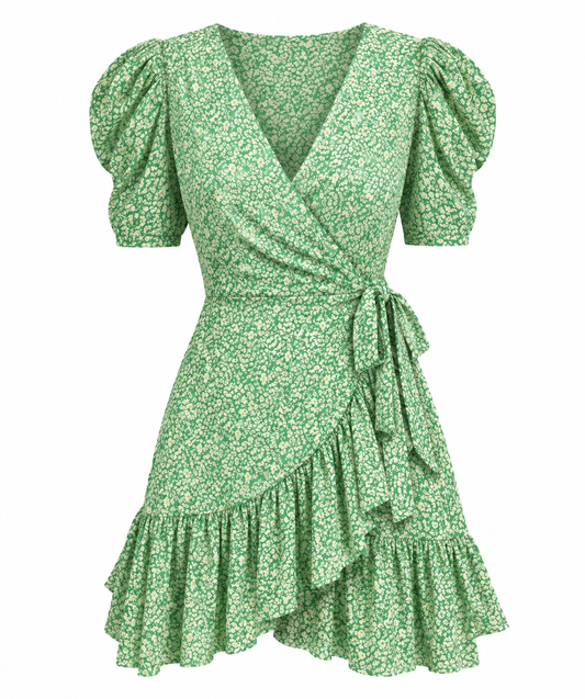 Ivory Green Mini Dress