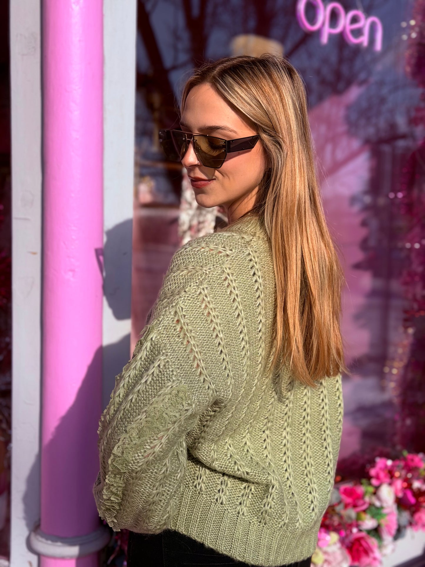 Green Lace Sweater