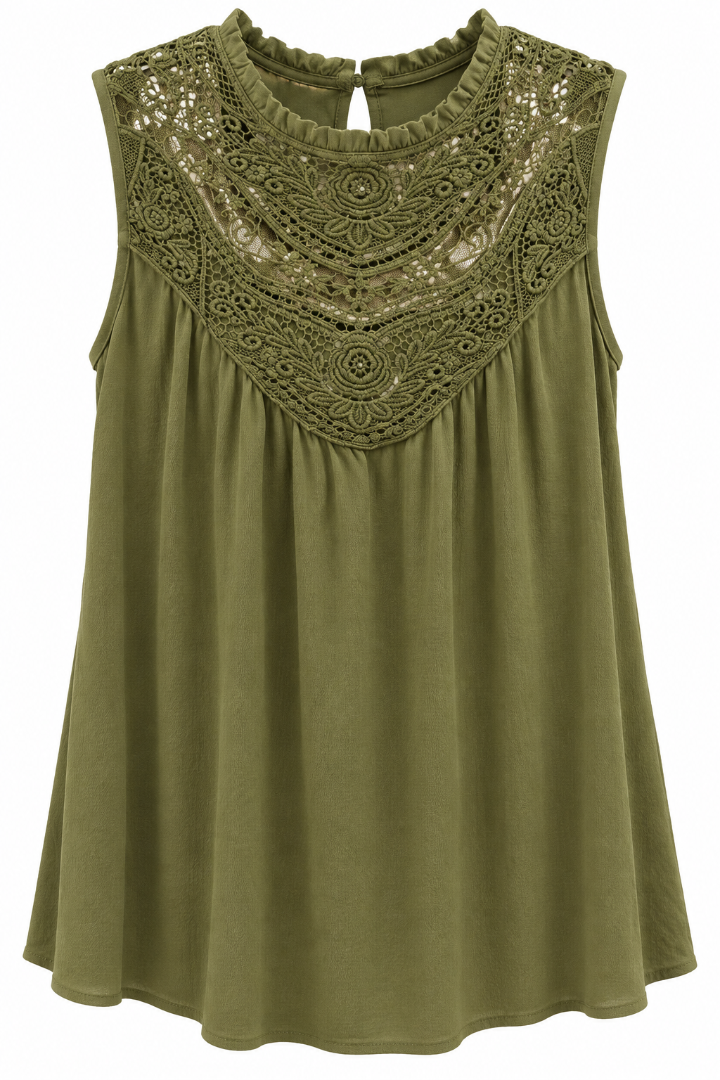 Boho Olive Sleeveless Top (LG)